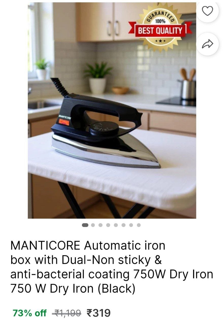 manticore automatic iron box dual non sticky anti bacterial coating 750w dry 750 w