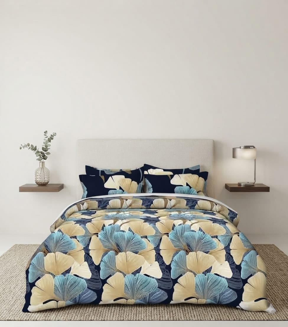 Super Soft Glace Cotton Elastic Double Bed Bedsheet with 2 Pillow Covers (Crib)