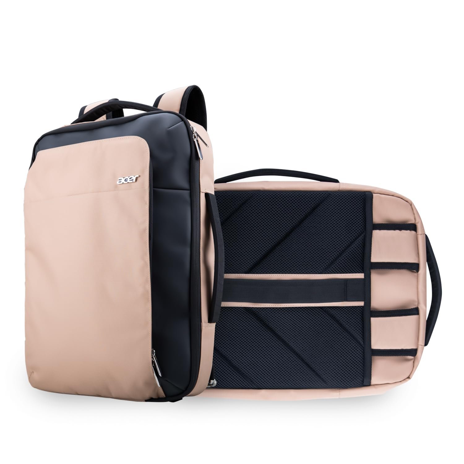 Acer Swift 2-in-1 Convertible 15.6 Inch Backpack | Sleek, Lightweight & Spacious Design | 11.5L Capacity | Convertible Design with Tuckaway & Removable Straps | Premium Metal Accents | (TAN)