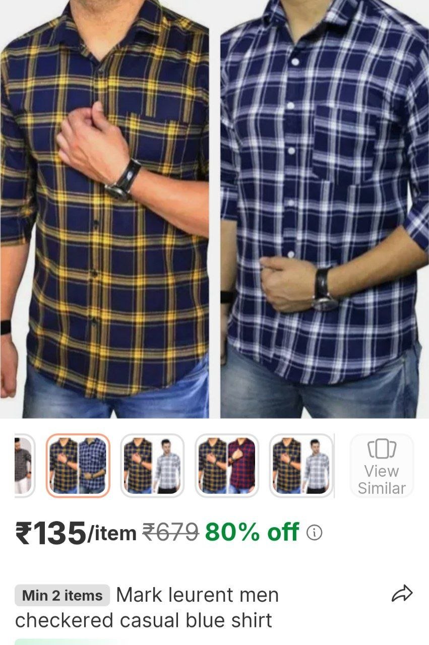 mark leurent men checkered casual blue shirt