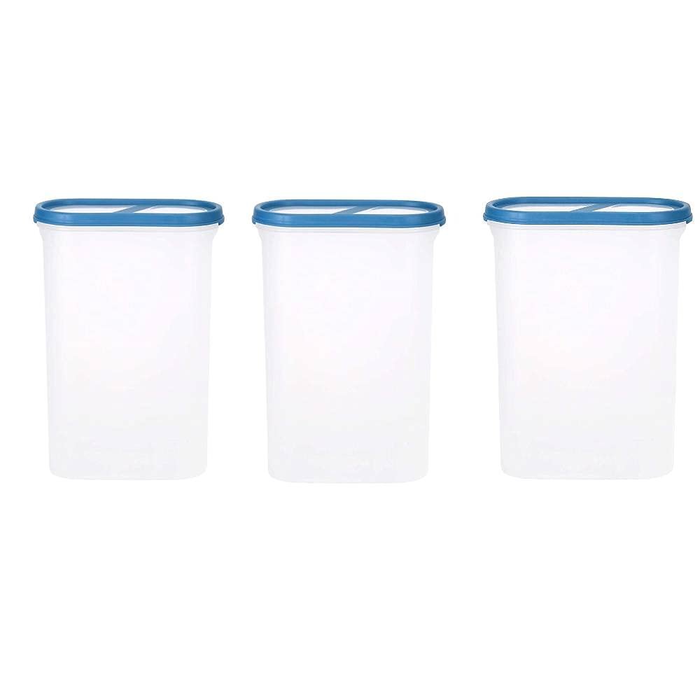 SIMPARTE 360° AirTight Kitchen Storage Container Set for Rice|Dal|Atta|Flour|Cereals|Pulses|Snacks, Stackable|BPA Free|Modular Design|Set of 3 (2400 ml), Sky Blue