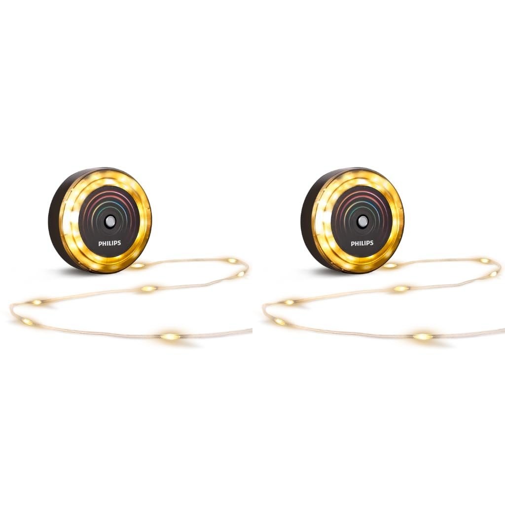 PHILIPS GleamString Premium Rechargeable LED String Lights 8M Reel | Multicolor & Warm White | Flashlight Mode | Type-C Charging | 8Hr Backup | Indoor Outdoor Use | Pack of 2