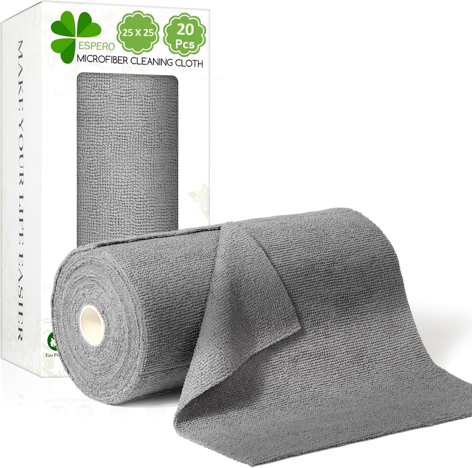 ESPERO Kitchen Towel Roll, Non Woven Reusable and Washable Kitchen Printed Tissue Roll Non-stick Oil Absorbing Paper Roll Kitchen Special Wipe Paper Dish Cleaning Cloth (25 * 25, Microfiber)