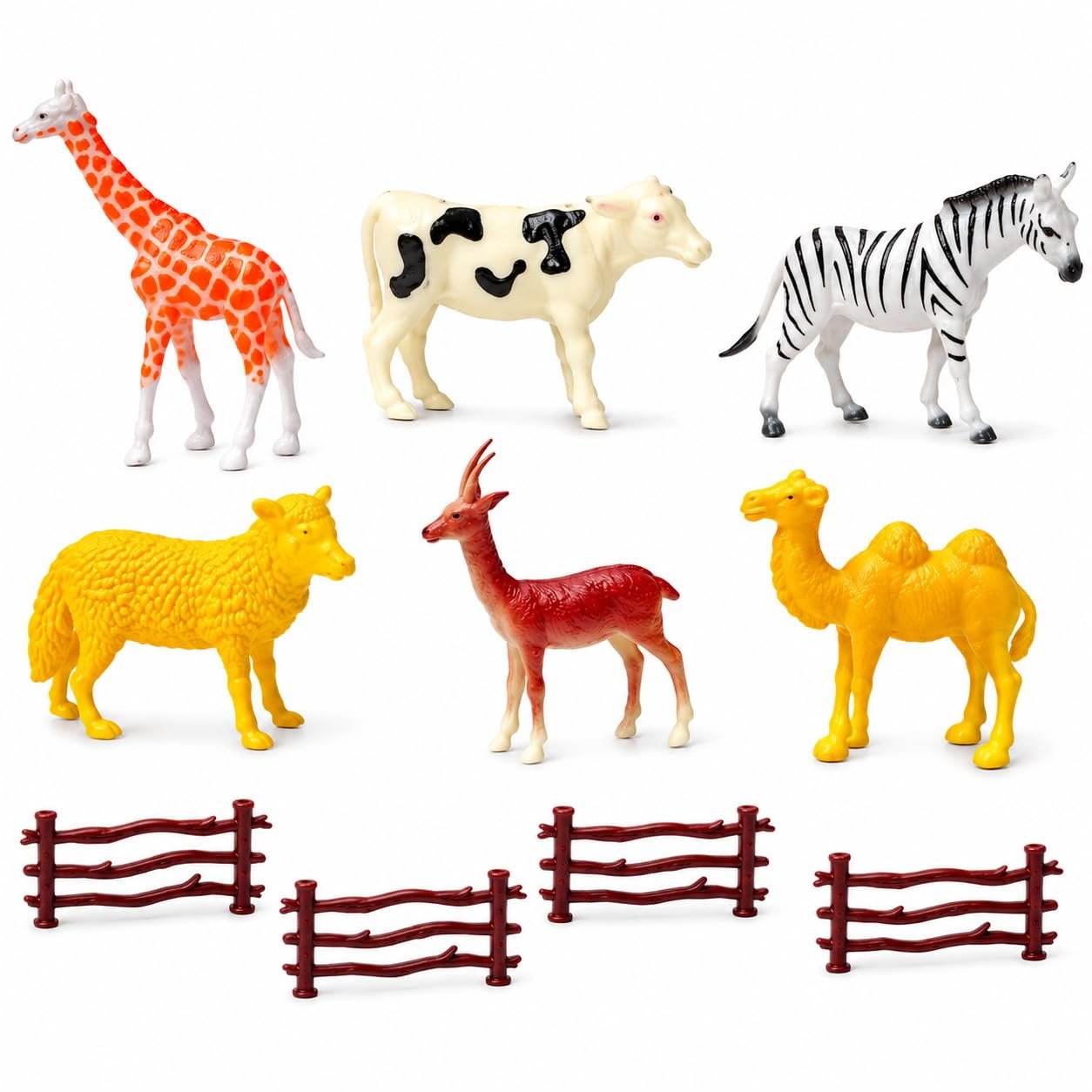 SUPER TOY Wild Farm Animal Action Figure Toys Playing Set for Kids - Pack of 6