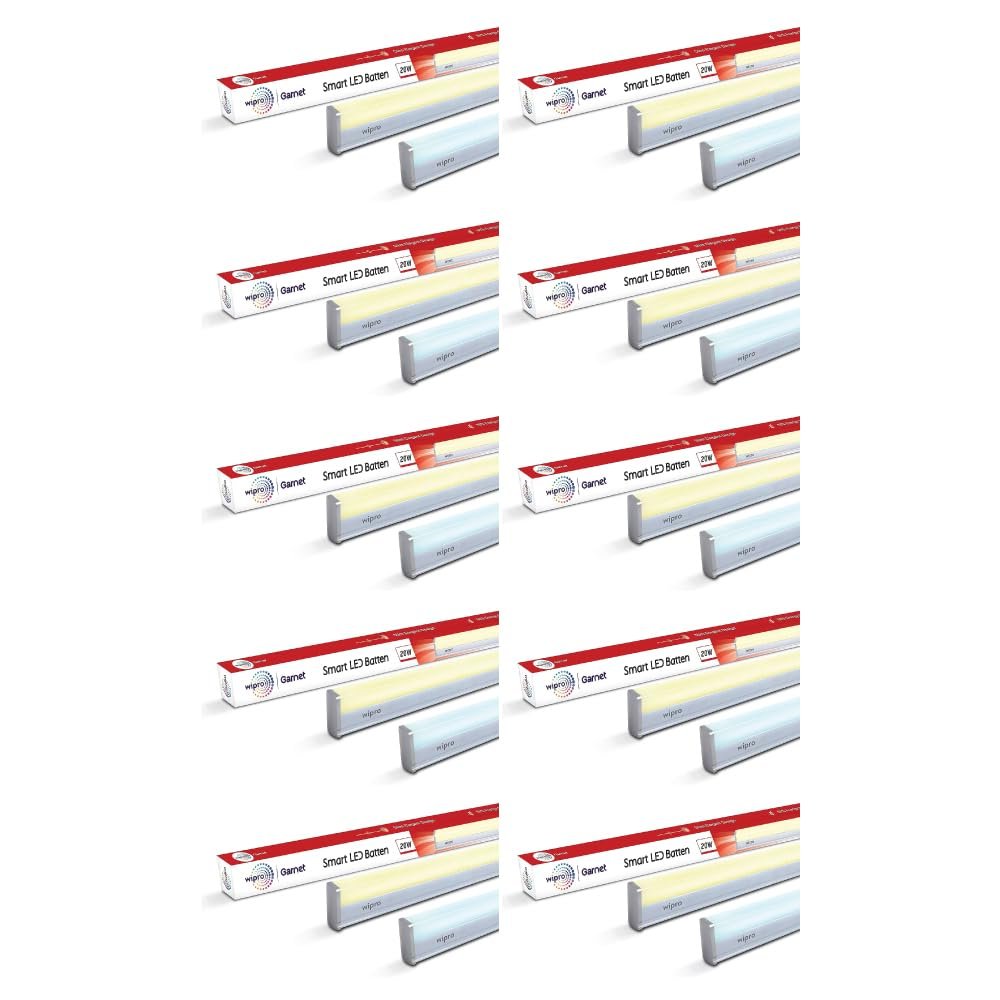 Wipro Next Smart Wi-Fi 20W CCT LED Batten | White Tunable | Dimmable | Scheduling | Scene Creation | Smart Grouping of Lights | Control from Anywhere |Amazon Alexa & Google Asst Compatible |Pack o
