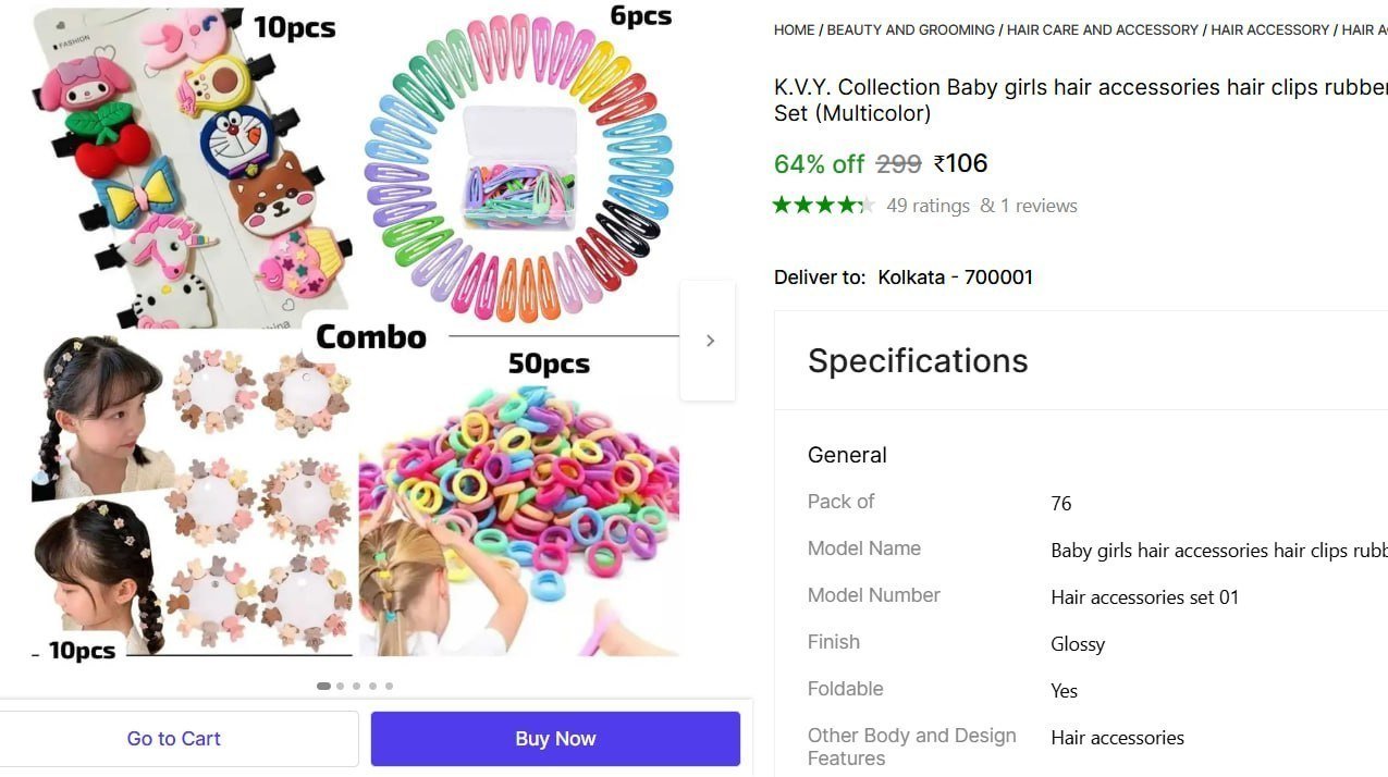 k v y collection baby girls hair accessories clips rubber bands set 76pcs accessory