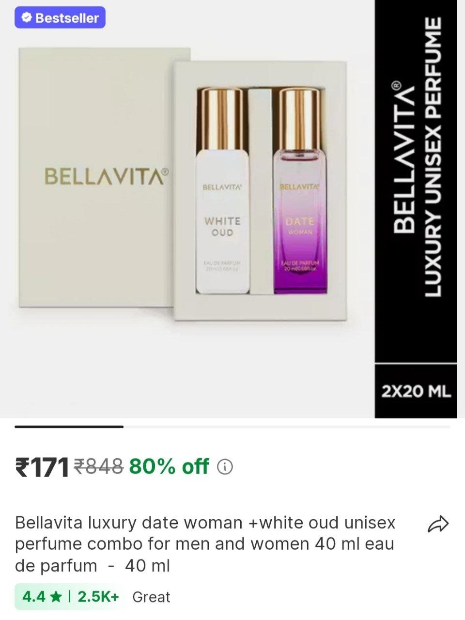 bellavita luxury date woman white oud unisex perfume combo for men and women 40 ml eau de parfum 40 