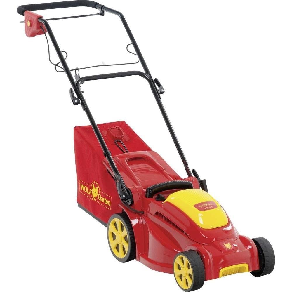 WOLF-Garten 18BKEJS2650 1400W 3500 RPM Electric 3-in-1 Push Lawn Mower,13"(33cm) Winged Blade,Max. Mowing Area 250 Metre Square, 30L GrassCatcher Capacity, Soft Grip Handle,Cable Not Included,A 34