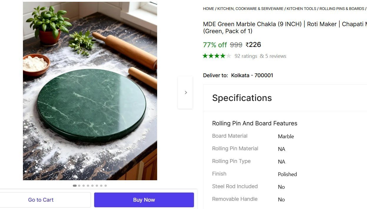 mde green marble chakla 9 inch roti maker chapati rolling board kitchen