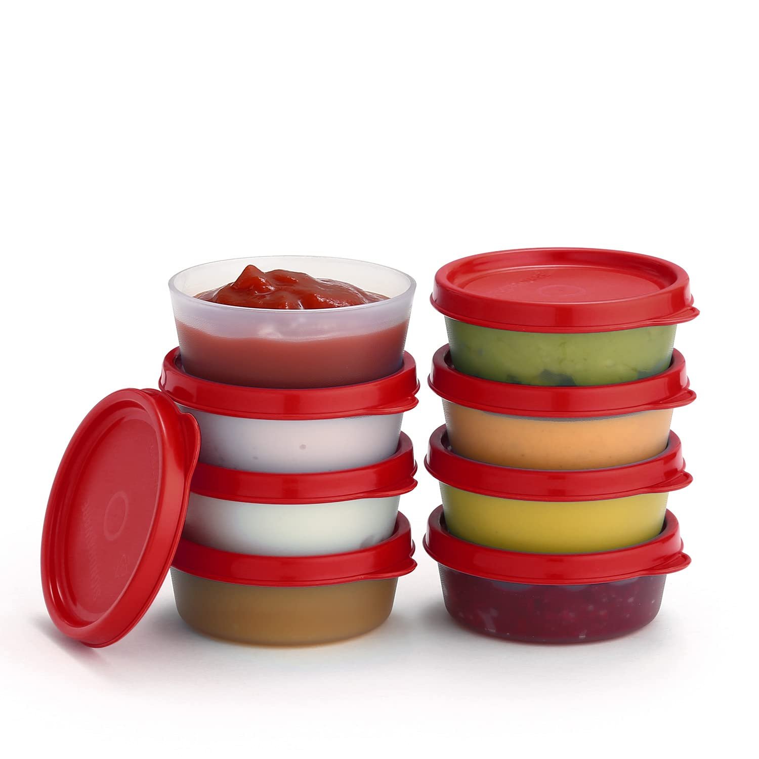 Signoraware Mini Mate BPA Free Plastic Containers Set (70ml x 8 | Set of 8 | Red)