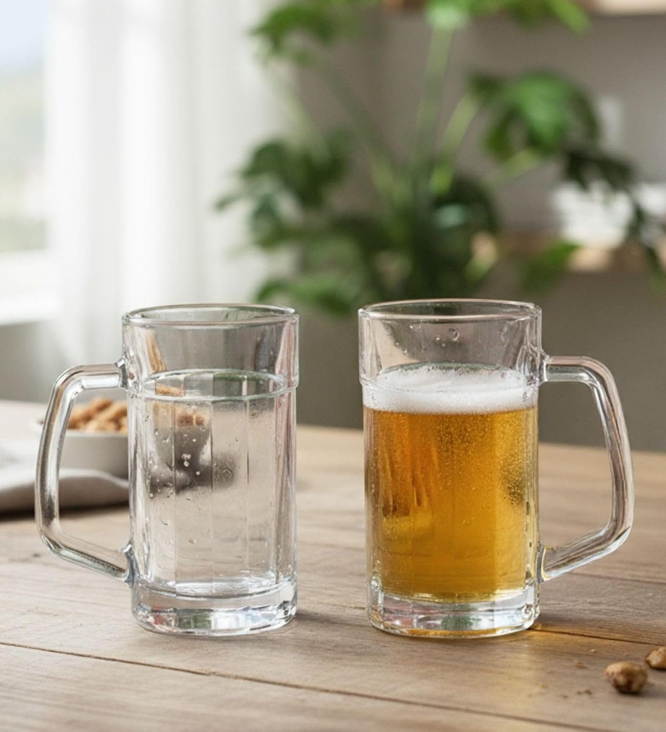 Table & Tale Americano Line 340 ml Beer Mug Set of 2 from Brazil | Crystal Clear Beer Mug | Ideal for Beer, Cocktails, Mocktails, Cold Drinks & Other Beverages