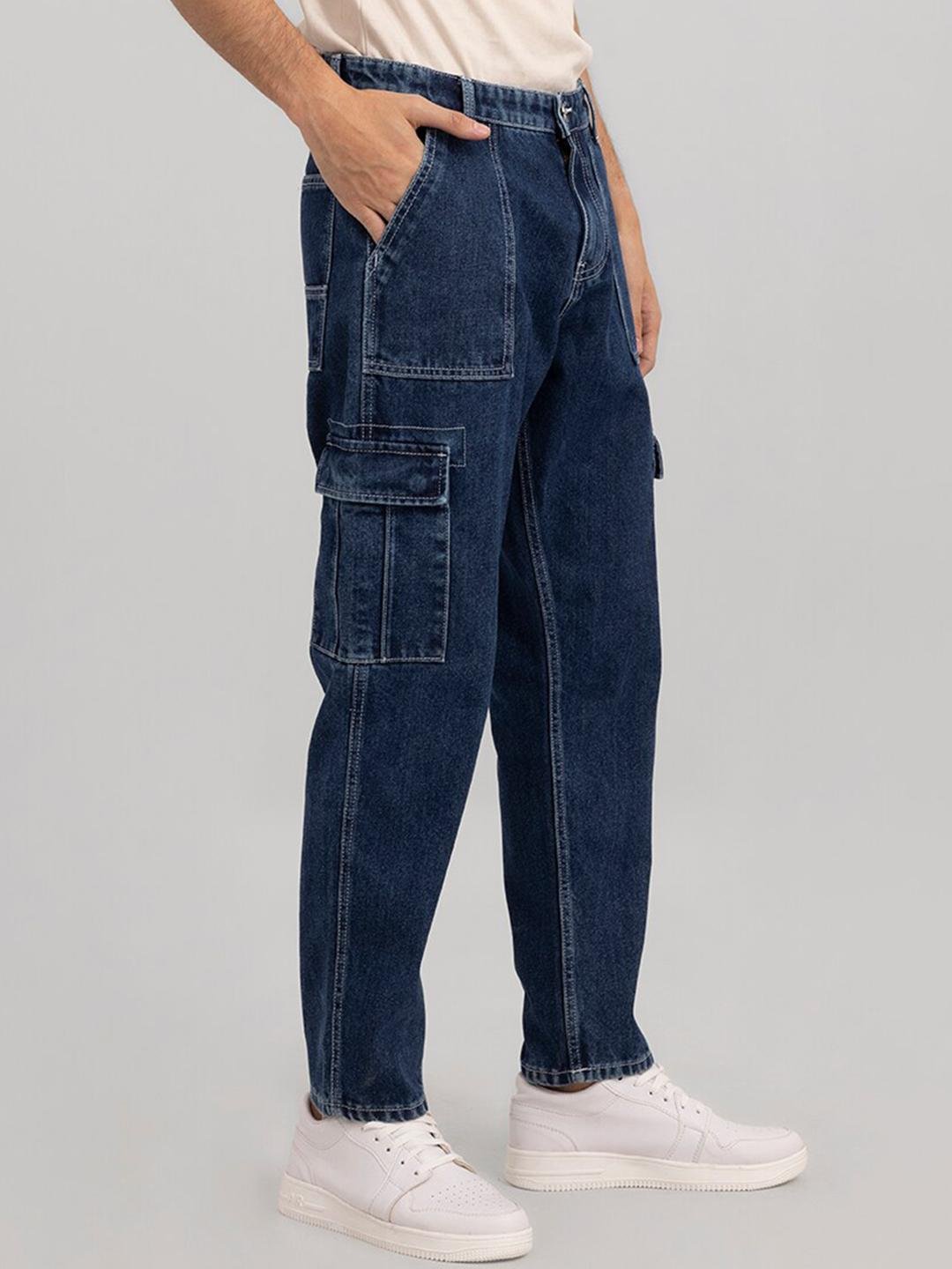 Buy Snitch Men Blue Baggy Fit Pure Cotton Stretchable Jeans -  - Apparel for Men