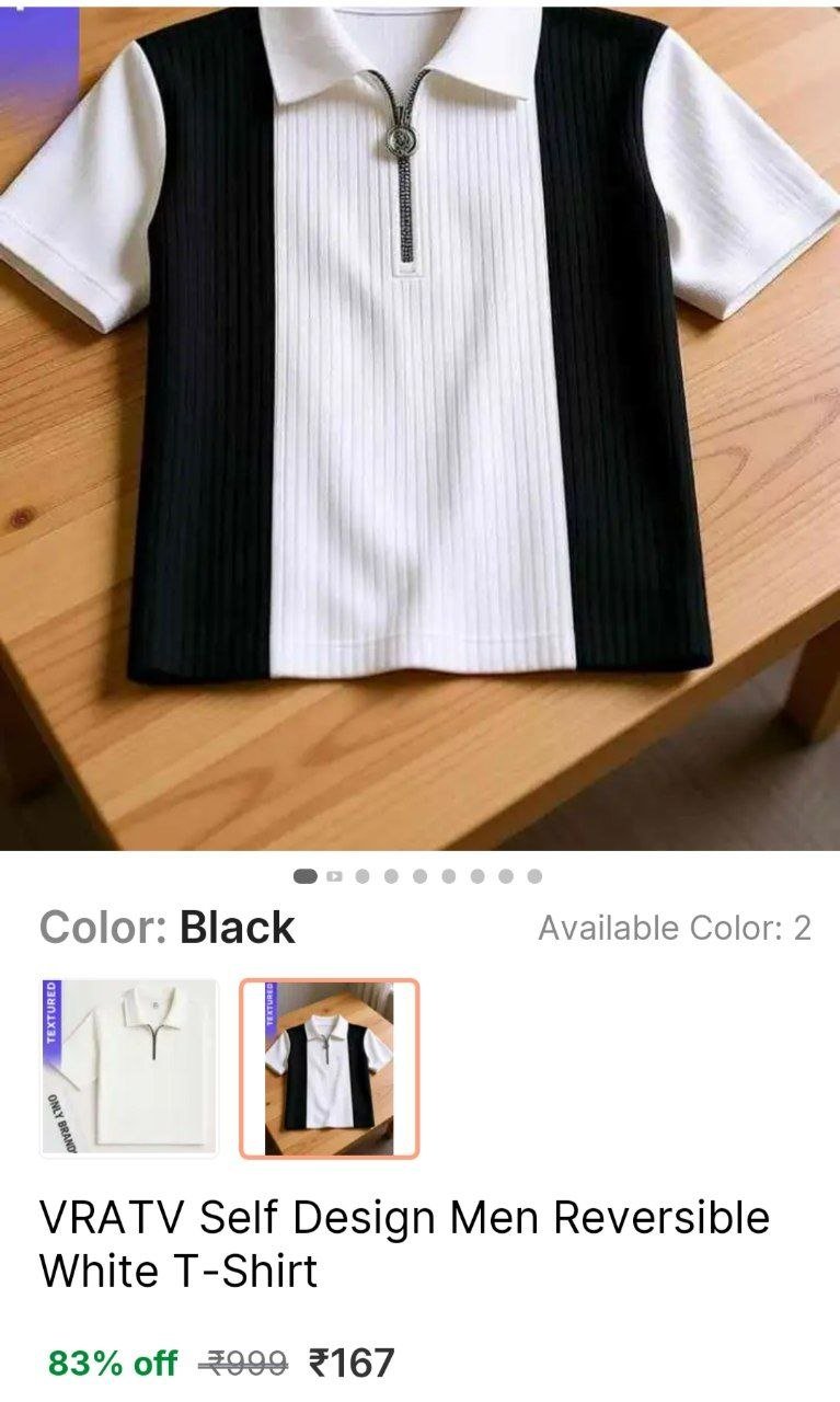 vratv self design men reversible white t shirt