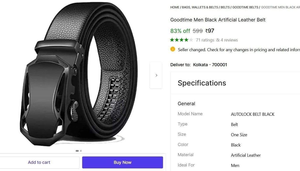 goodtime men black artificial leather belt