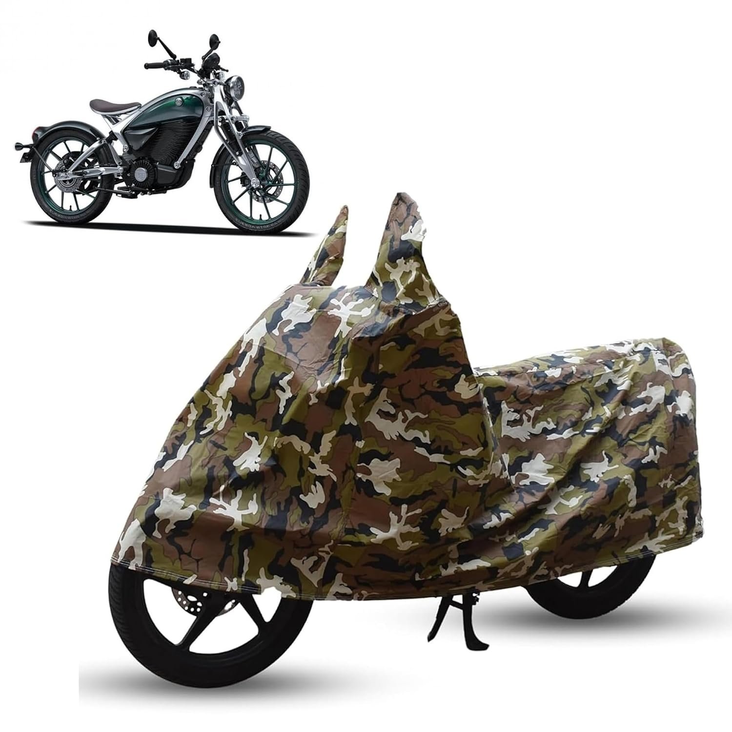 Sulfar Bike Cover for Royal Enfield Flying Flea C6 (EV) (Electric Motorcycle) | Waterproof, Dustproof & UV Protected | All Weather Two Wheeler Cover (Army Green) New 2026 Variants