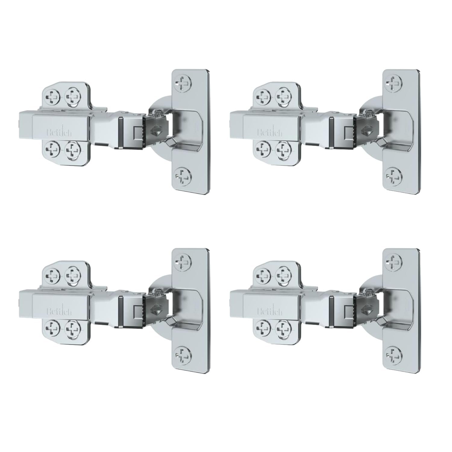Hettich Onsys 4447i Door Hinge with 4 Hole Mounting Plates | Quality Certified to European Standard | 105° Door Opening Angle | (Door Thickness 14-25 mm : 16 Crank) | Pack of 2 (4 Hinges)
