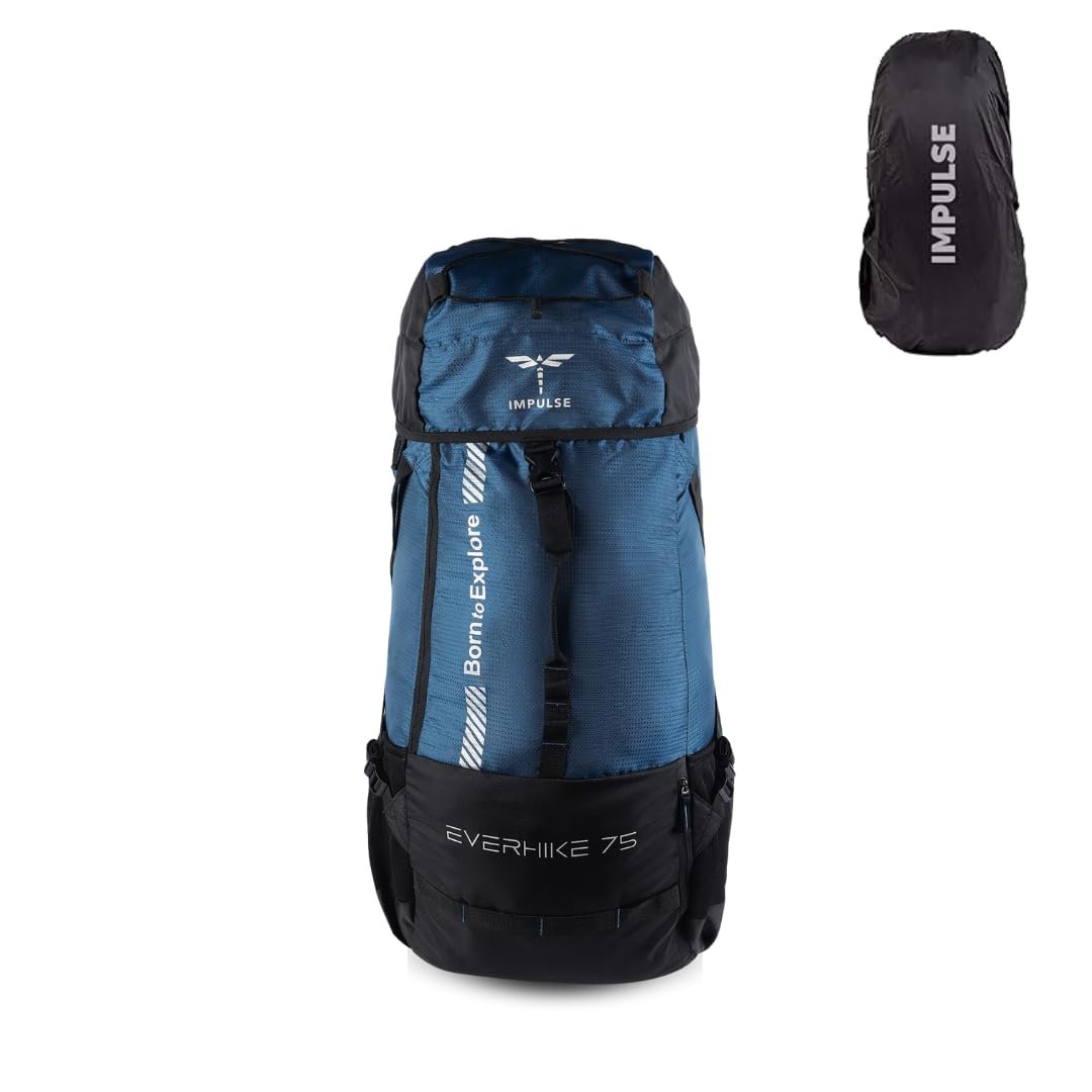 Impulse rucksack bags 75 litres travel bag for men tourist bag for travel backpack for hiking trekking Bag for men camping thames blue bag with 1 Year Warranty