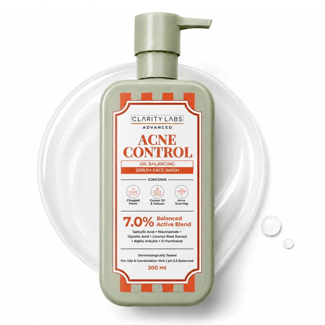 Acne Control Serum Face Wash with 7% Active Blend | 2% Salicylic Acid, 2% Niacinamide, 1% Glycolic Acid, Hyaluronic Acid, Aloe Vera, Licorice & Neem | Pimple, Acne, Dark Spot & Oil Control Fac