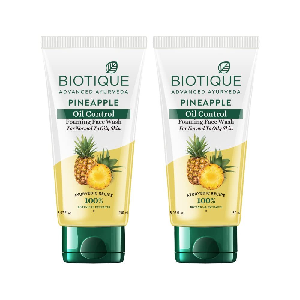 Biotique Pineapple Oil Control Foaming Face Wash 150ml*2 Biotique Pineapple Oil Control Foaming Face Wash 150ml*2 - Green / 150 ml (Pack of 2)