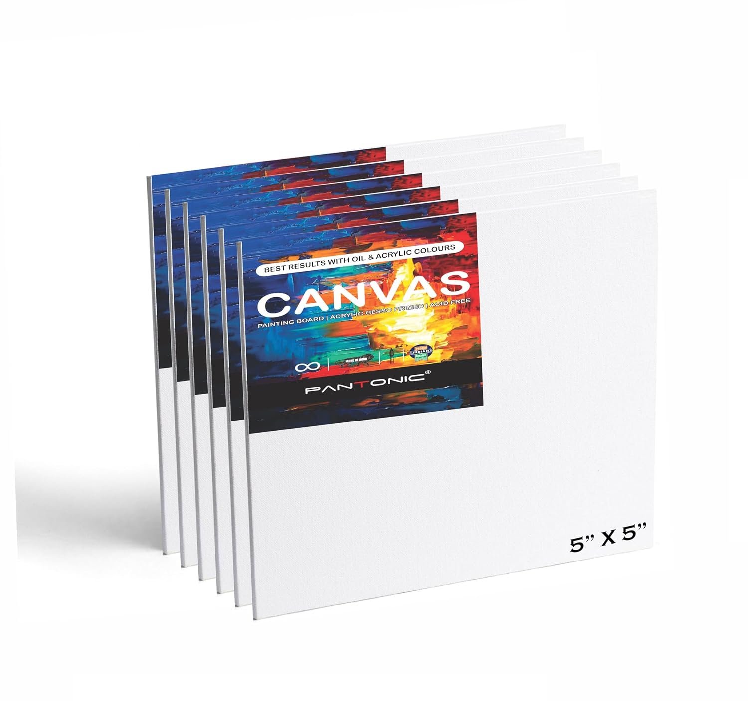 6 Pieces 5 x 5 Inch, Medium Size Canvas Boards for Painting, Acrylic Oil Painting Board 6 Pcs Set, White Color