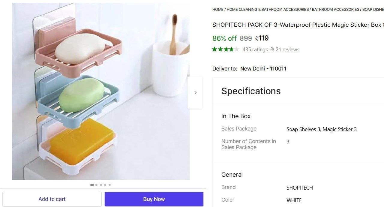 shopitech pack 3 waterproof plastic magic sticker box self adhesive trackless kitchen bathroom soap 