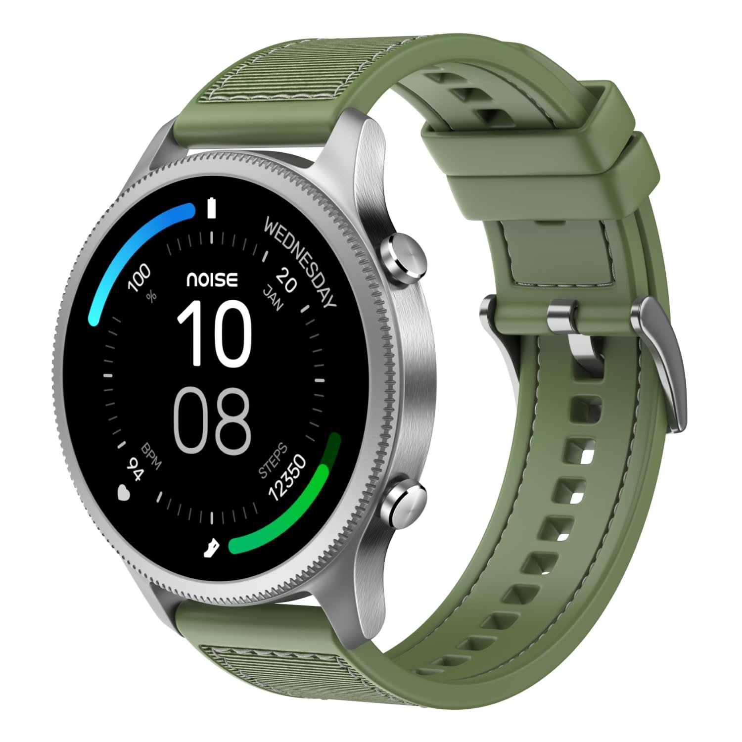 NoiseFit Halo Limited Edition 1.43" AMOLED Display, Bluetooth Calling Round Dial Smart Watch, Premium Metallic Build, Always on Display, Smart Gesture Control, 100 Sports Modes (Jade Alloy)