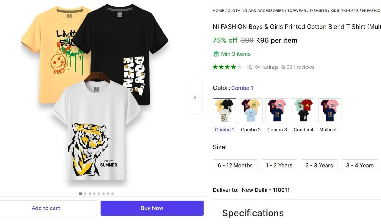 boys girls printed cotton blend t shirt