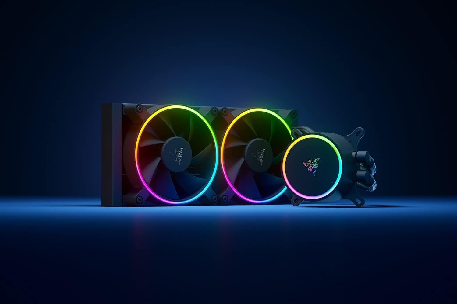 Razer Hanbo Chroma RGB All-In-One Liquid Cooler aRGB Pump Cap: Ultimate AIO Design - Quiet, aRGB Fans - Silent, Liquid Cooling - PWM Fan Controller Support - RGB Chroma aRGB - 240MM-RC21-01770100-R3M1