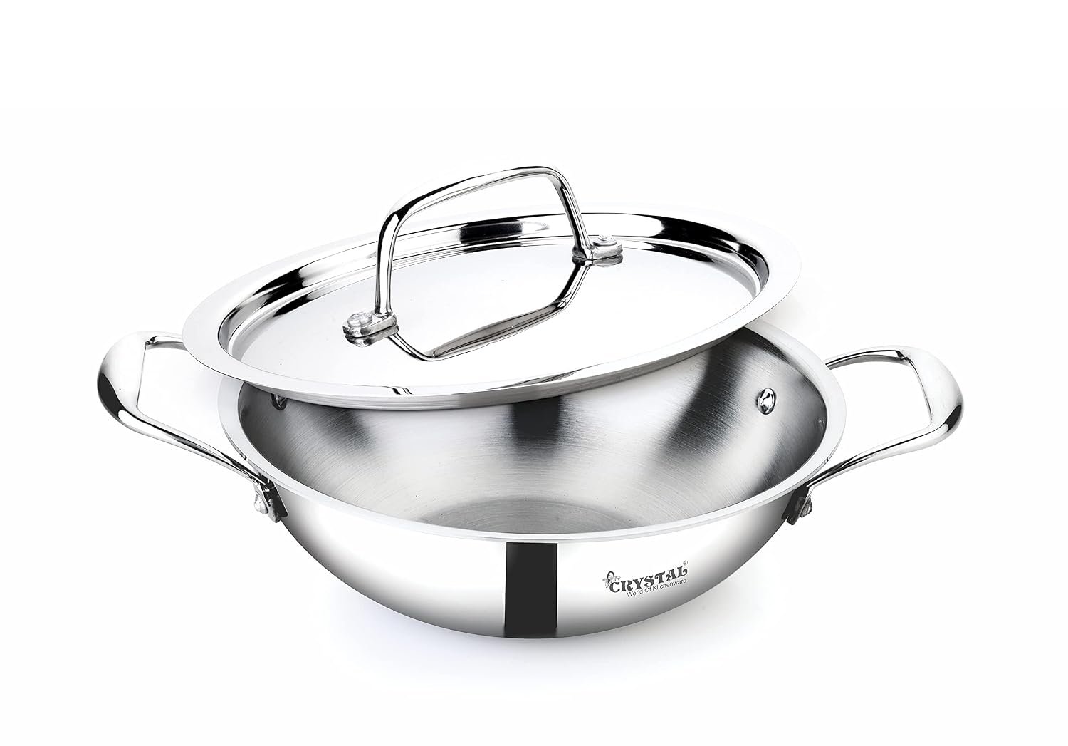 Crystal TriPro -Triply Stainless Steel Kadai with Lid - 18 cm (Induction Bottom)