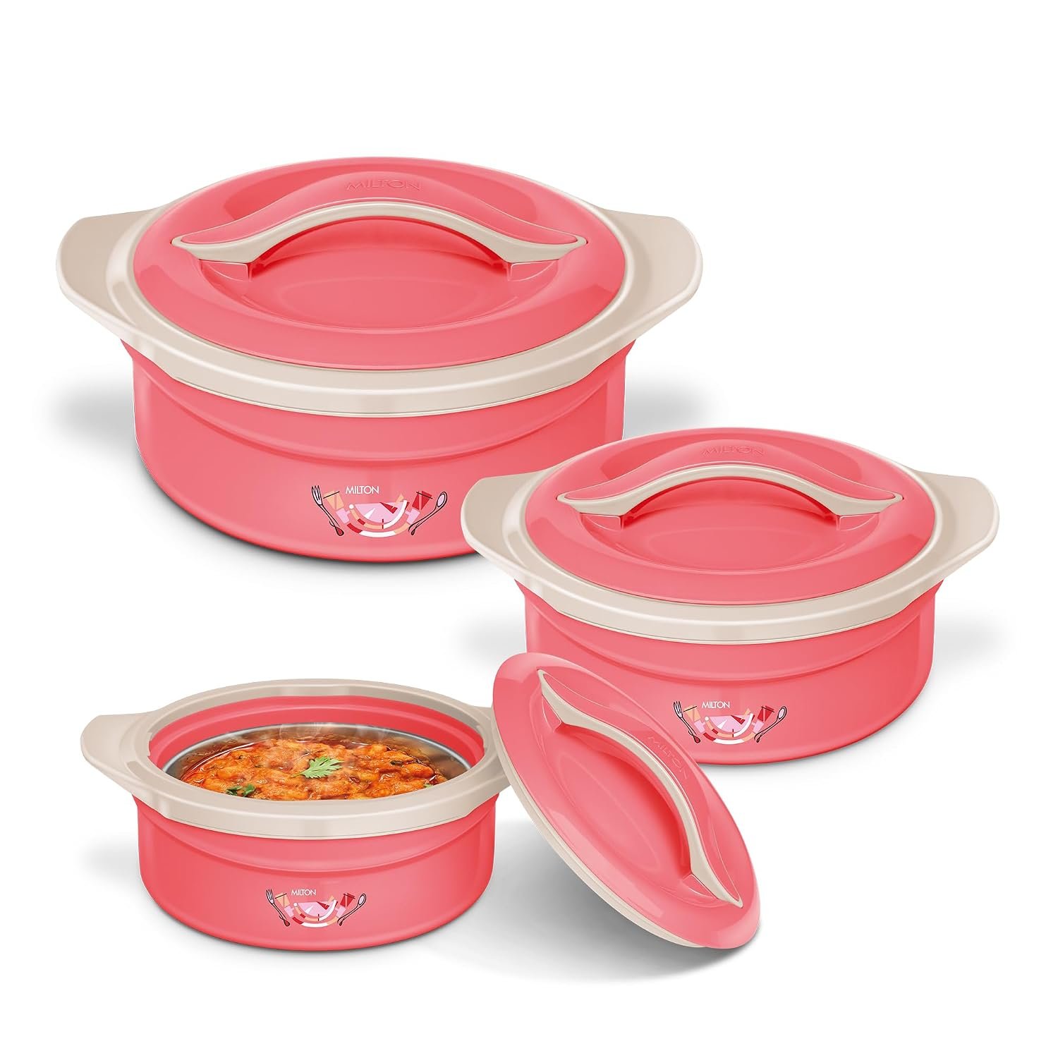 MILTON Zenith Jr Casserole Set of 3, Pink