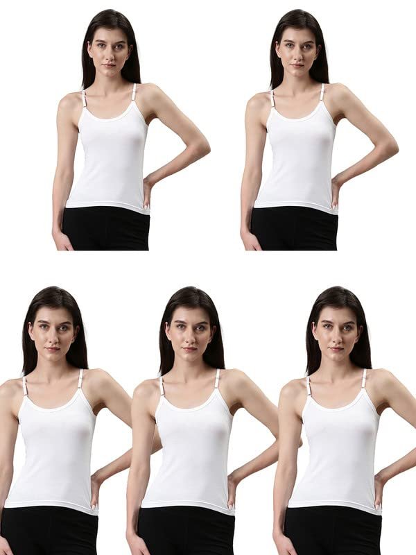 Dixcy Slimz Solid Slim Fit Scoop Neck Sleeveless Cotton Camisole for Women