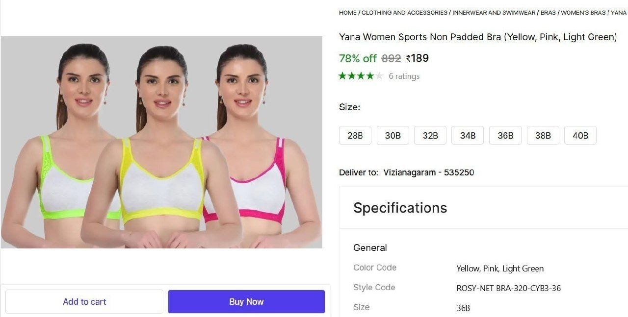 yana women sports non padded bra