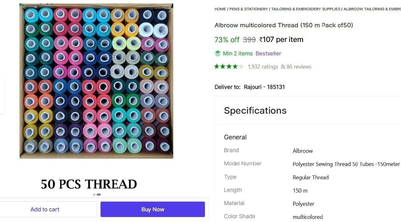 albroow multicolored thread