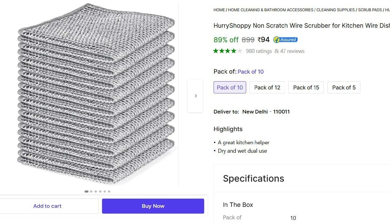 hurryshoppy non scratch wire scrubber kitchen dish washing cloth cleaning rag scrub pad