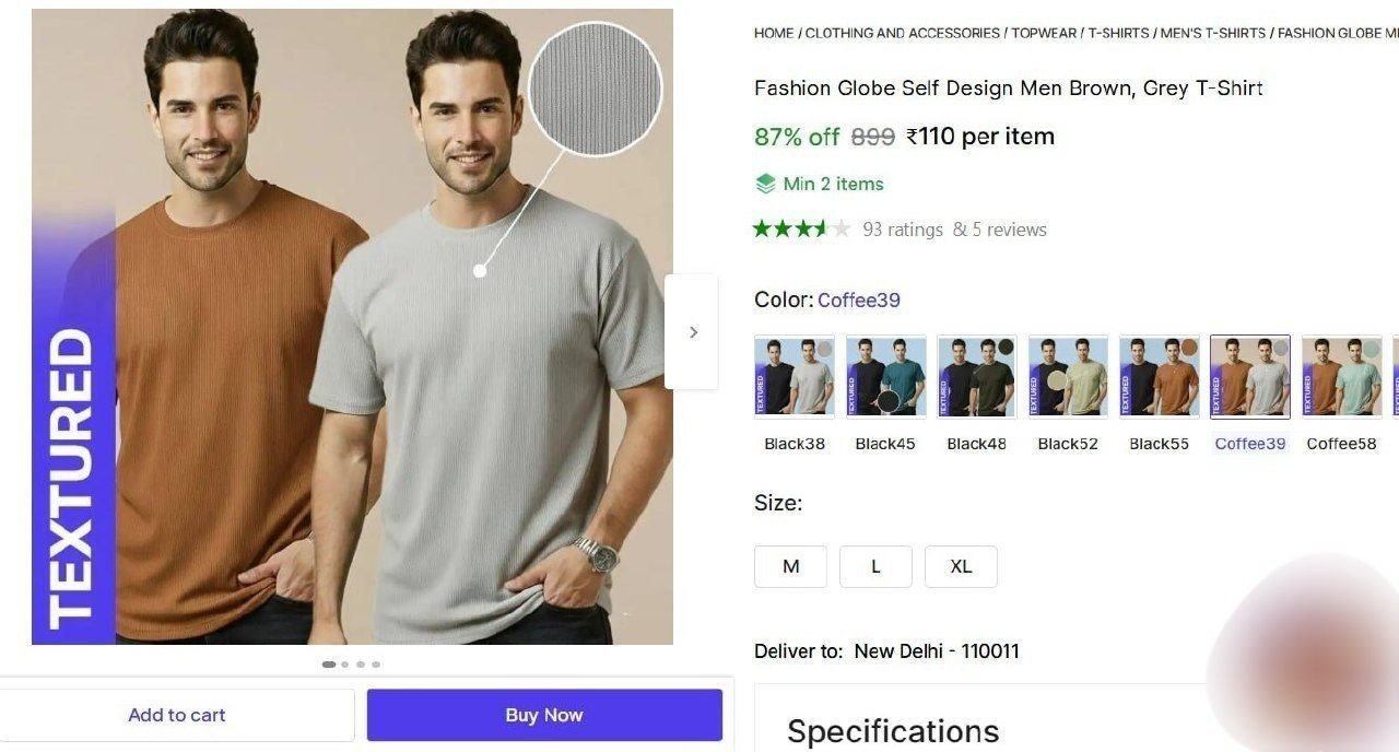 fashion globe self design men brown grey t shirt
