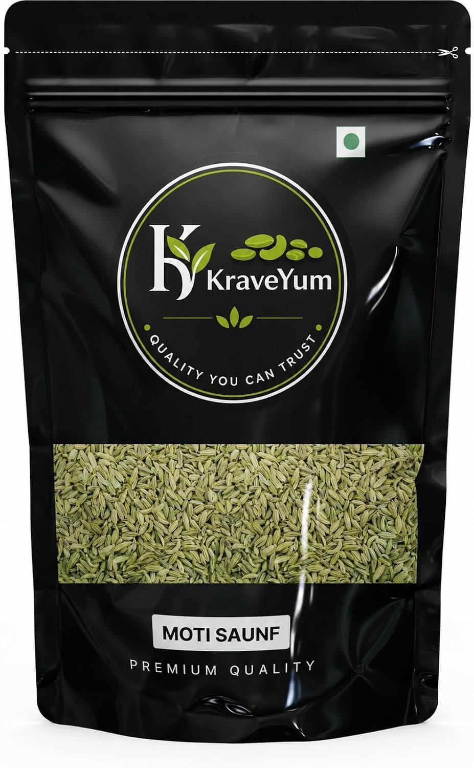KRAVEYUM Fennel Seeds 400gm | Moti Saunf, Variyali | Sabut Saunf | Whole Indian Spices Artificial Colors & Preservatives, Naturale Whole Fennel Seed | Pouch Pack