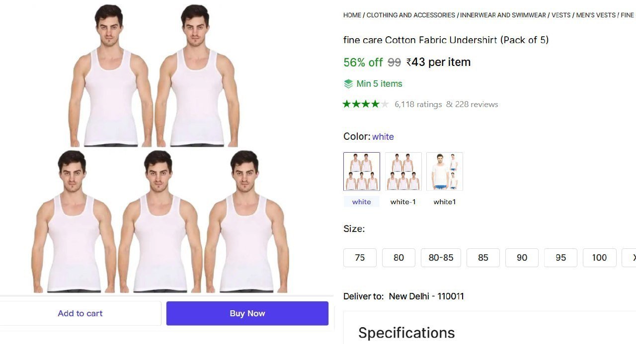 cotton fabric undershirt