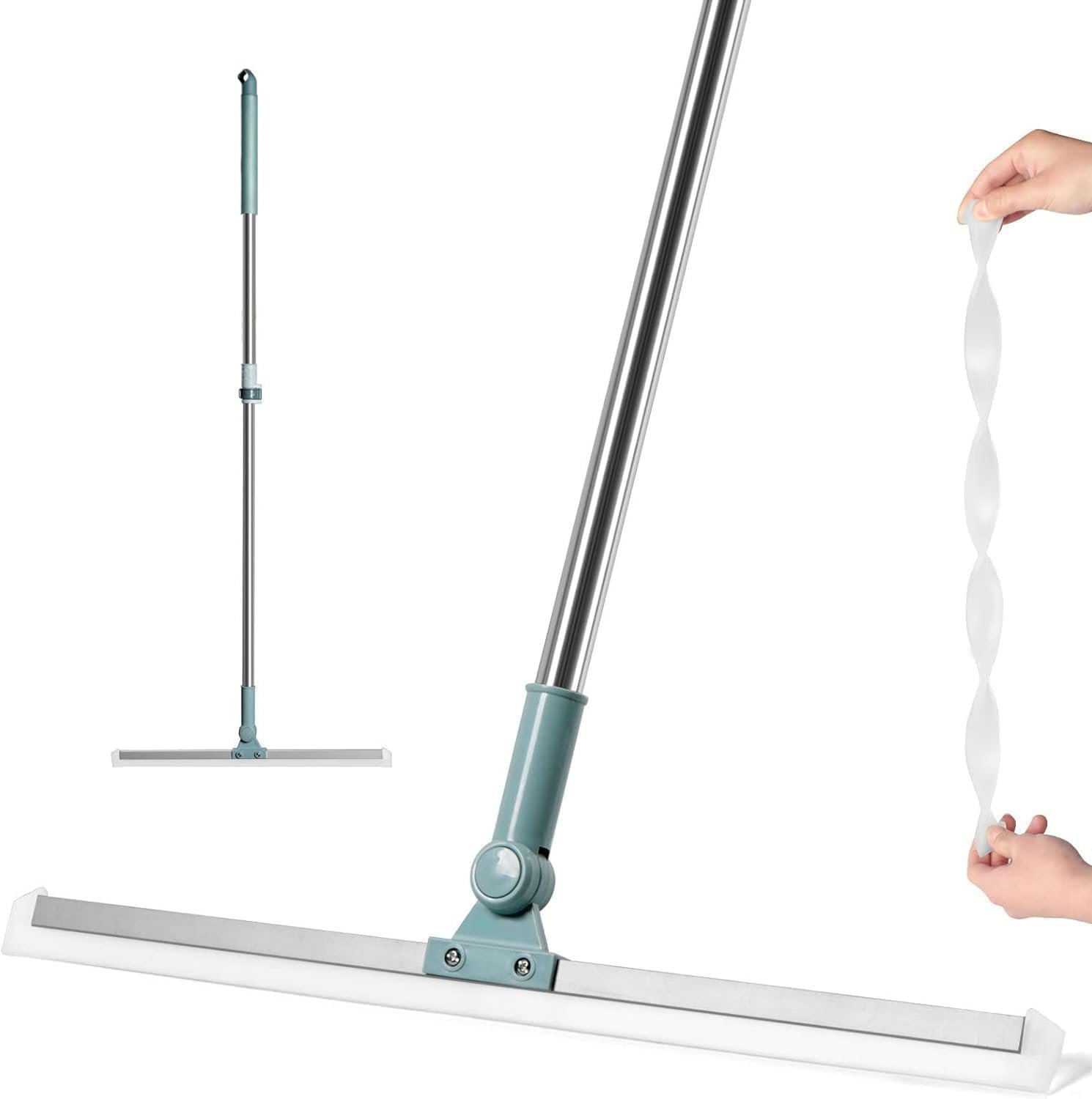 Silicone Floor Wiper – Heavy-Duty Magic Broom & Squeegee with Stainless Steel Extendable Handle | Multipurpose Cleaner for Bathroom, Kitchen, Tiles, Windows | Pack of 1 (Multi Color)+1 Wall Hook