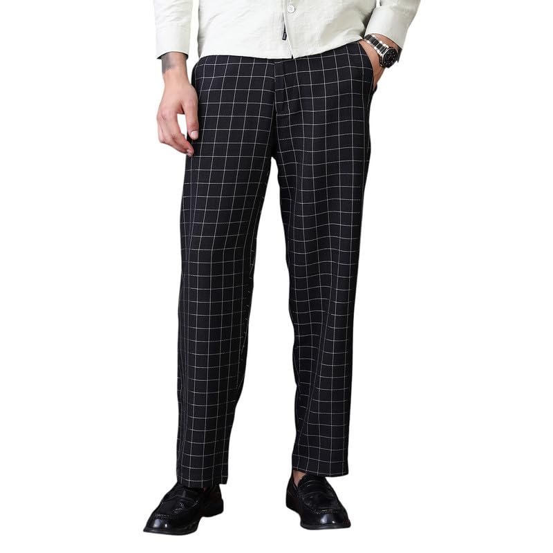 CAHOOT Men'sTrousers for Casual Wear | Mid-Rise | Straight Fit | Drawstring Closure | Trousers Crafted with Comfort Fit for Everyday Wear