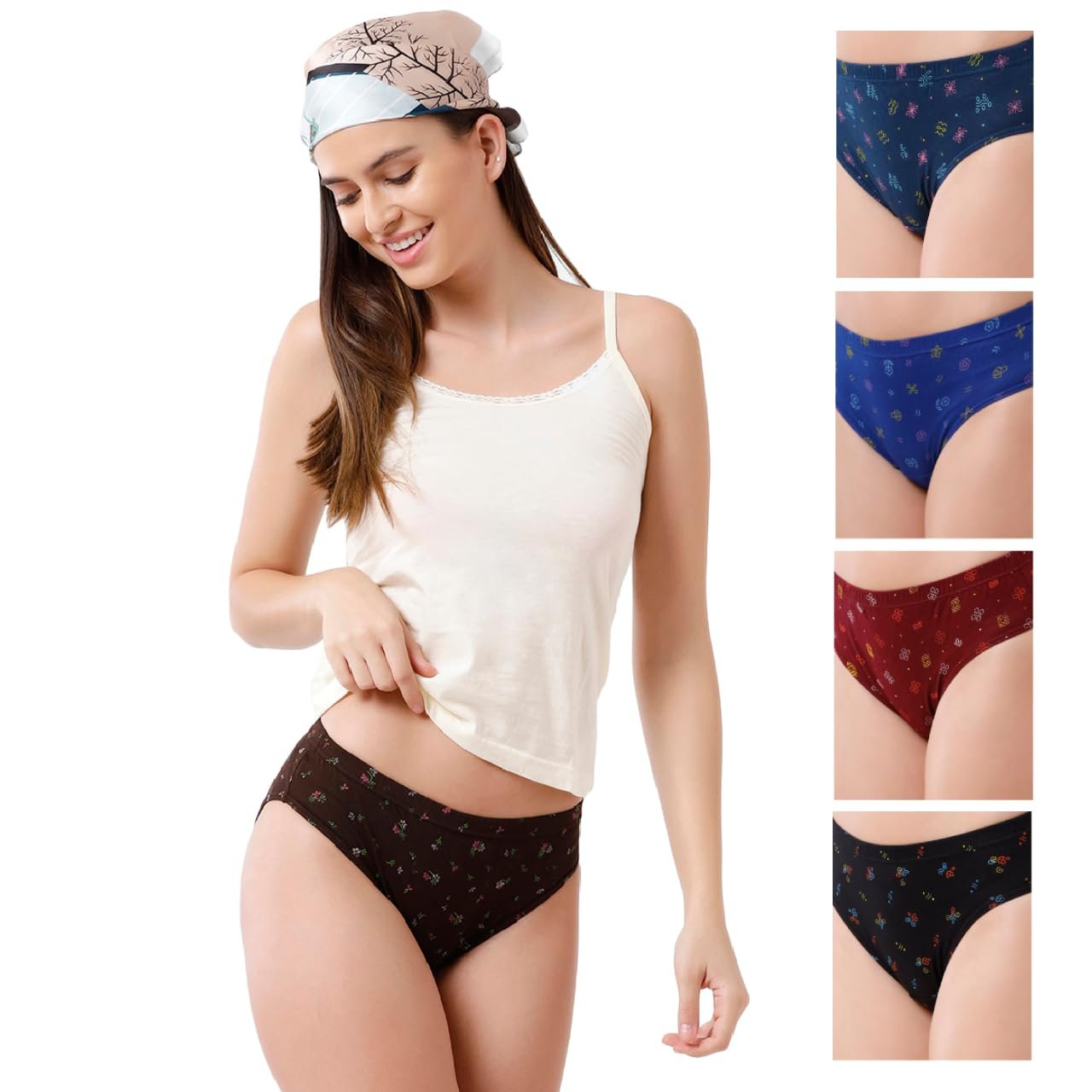 Rupa Jon Ashwarya Printed Panties for Women, 100% Cotton Fabric, Anti-Bacterial, Pack of 5