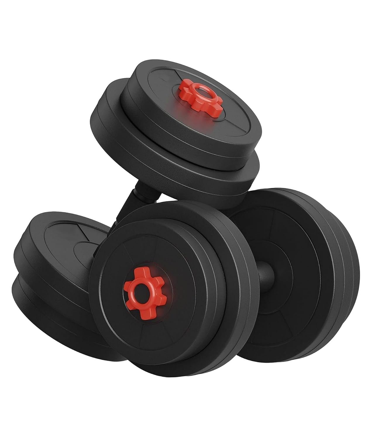 Dumbbell Set, Adjustable Dumbbell Set With 1 Pair of Adjustable Red Dumbbell Rods with PVC Dumbbell Plates, Home Gym Combo, Exercise & Fitness Sets