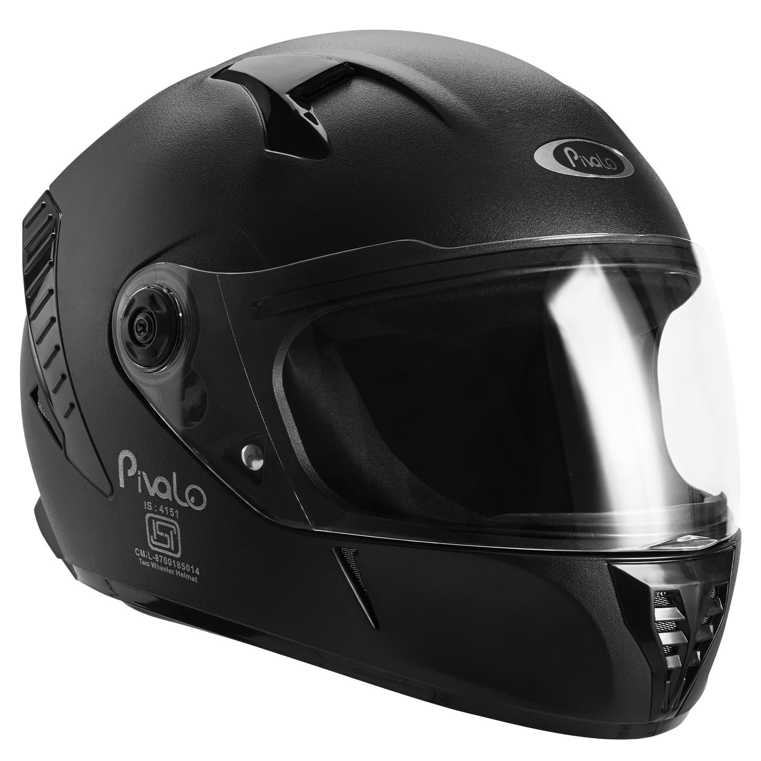 Pivalo 580MM VAYU Full Face Helmet with Outer Clear Visor Matt Finish Scratch Resistant for Bike Scooty Riding Men and Women (Pack of 1, Black)