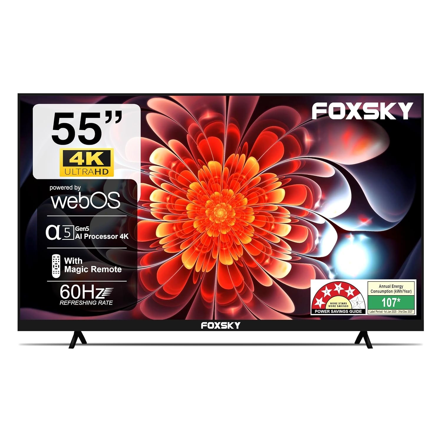Foxsky 139.7 cm (55 inches) 4K Ultra HD Smart LED TV 55FS-VS (Black)
