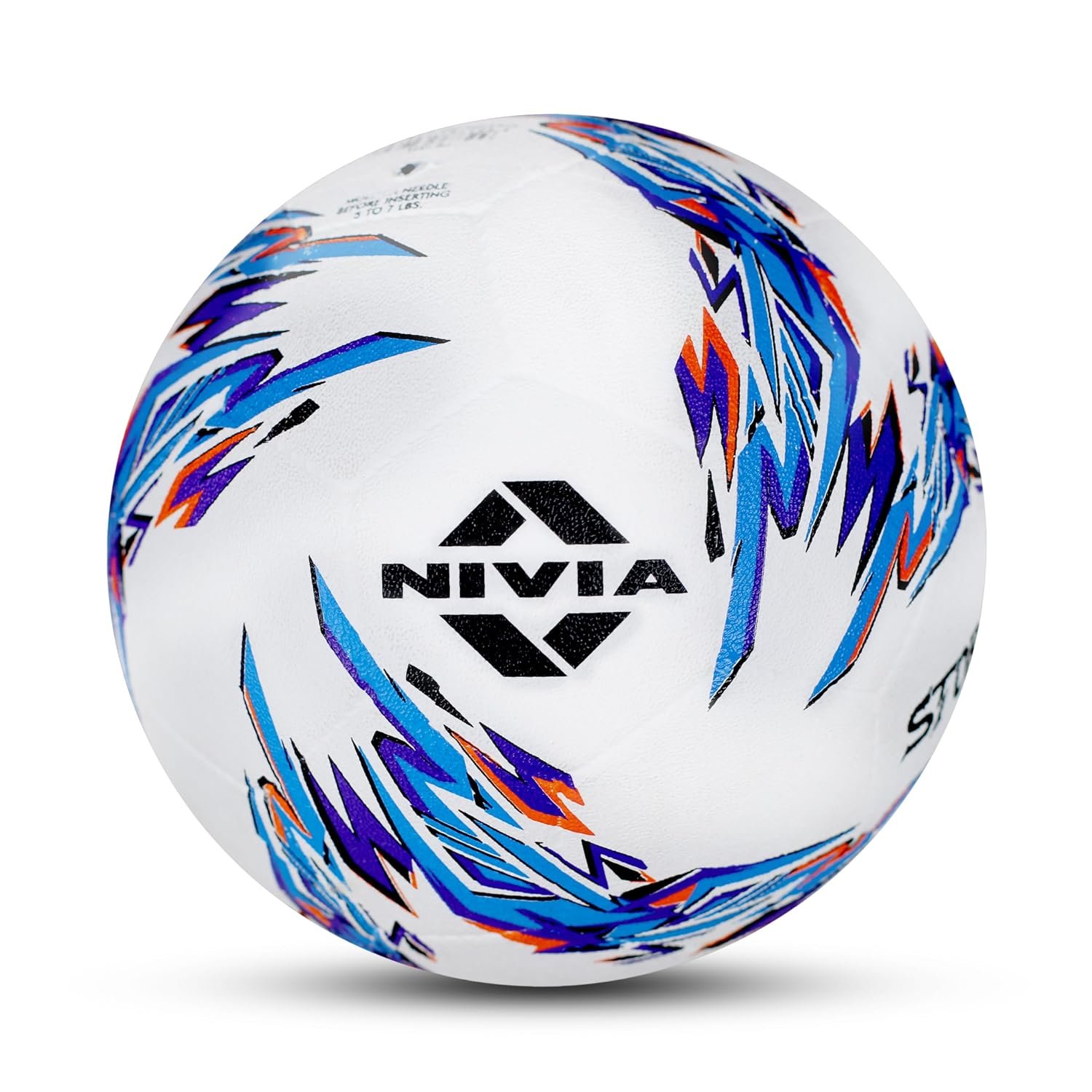 Nivia Storm 2.0 Football | Rubberized Moulded | Suitable for Hard Ground Without Grass, Wet & Grassy Ground & Artificial Turf | Training Ball | for Men/Women | Football Size - 5 (White/Blue)