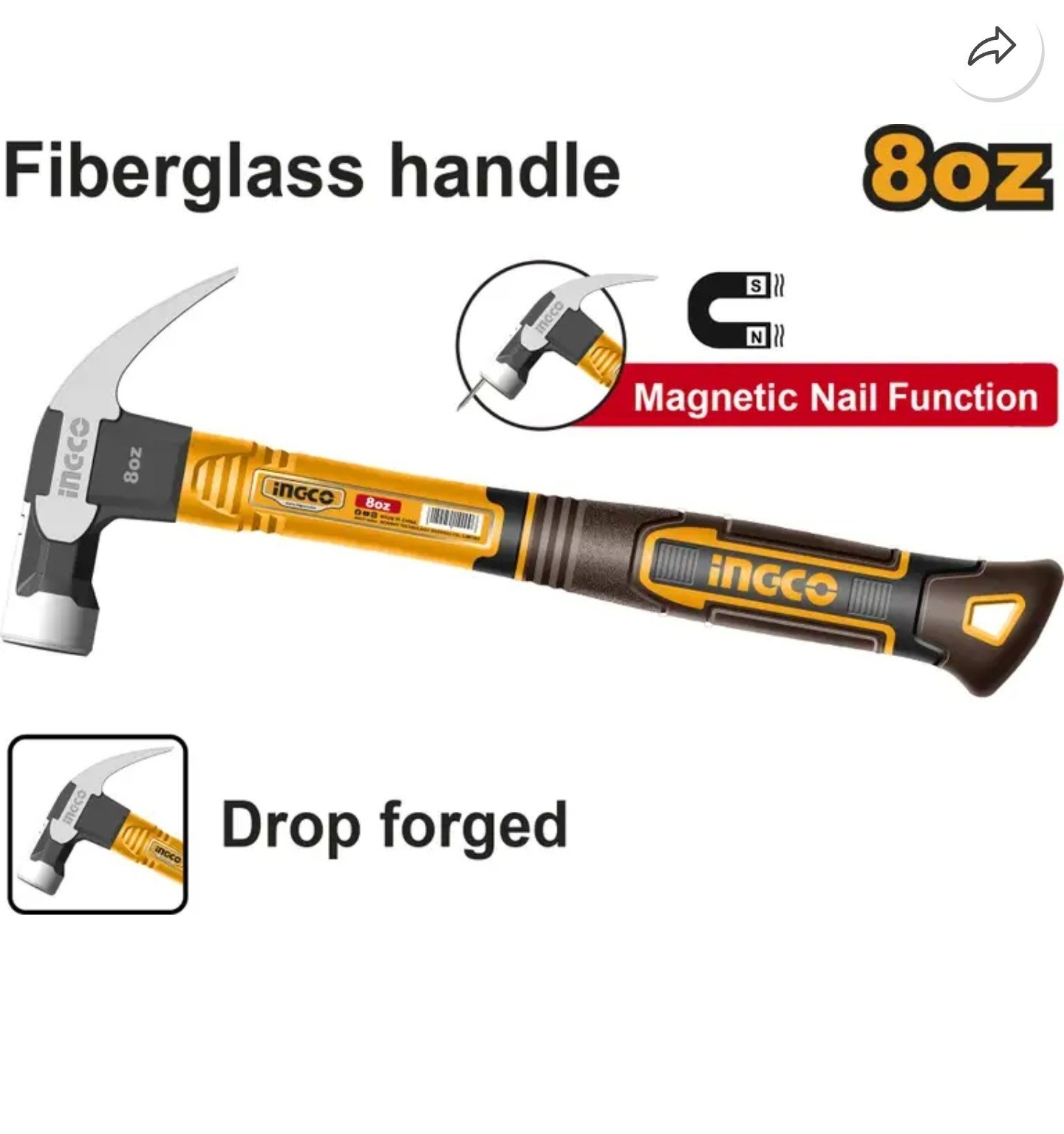 ingco hch81008 straight claw hammer