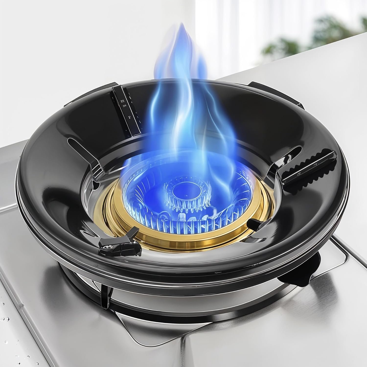 Add2Cart Stand for Black Gas Saver Burner Chula Support with 4 Legs - Indian Gas Support, Fire and Windproof Jali Ring 0.7mm Metal - Black (1)