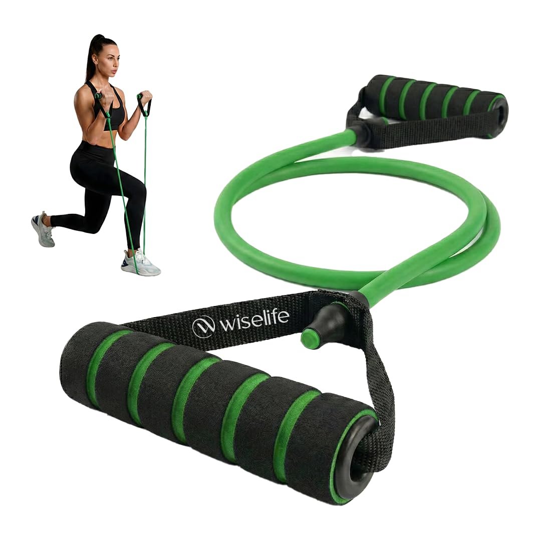 Wiselife Adjustable Resistance Bands with Handles for Exercise | Heavy Duty Workout Bands with Door Anchor for Strength Training, Physical Therapy & Full Body Home Workouts 10kg(Green)