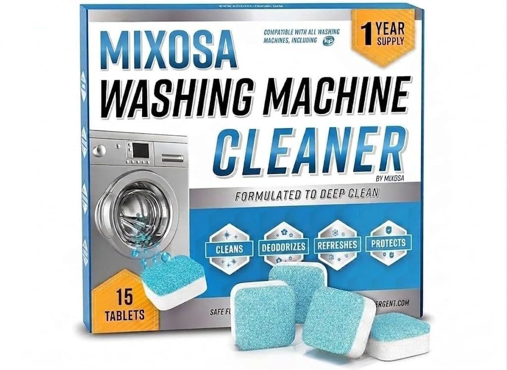 Washing Machine Cleaner Descaler 15Pack - Deep Cleaning Tablets For HE Front Loader & Top Load Washer, Clean Inside Drum And Laundry Tub Seal (Washing Machine Cleaner Tablets - 15Pack)