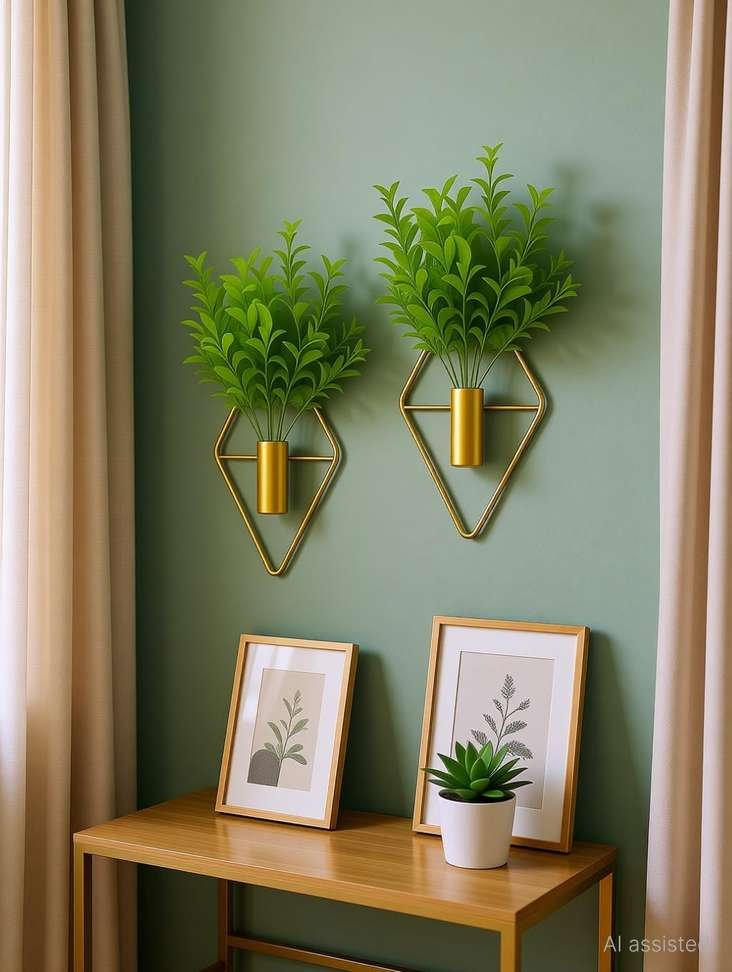 decoasia luxury golden metal wall planter set 2 hanging flower pot decor iron vase