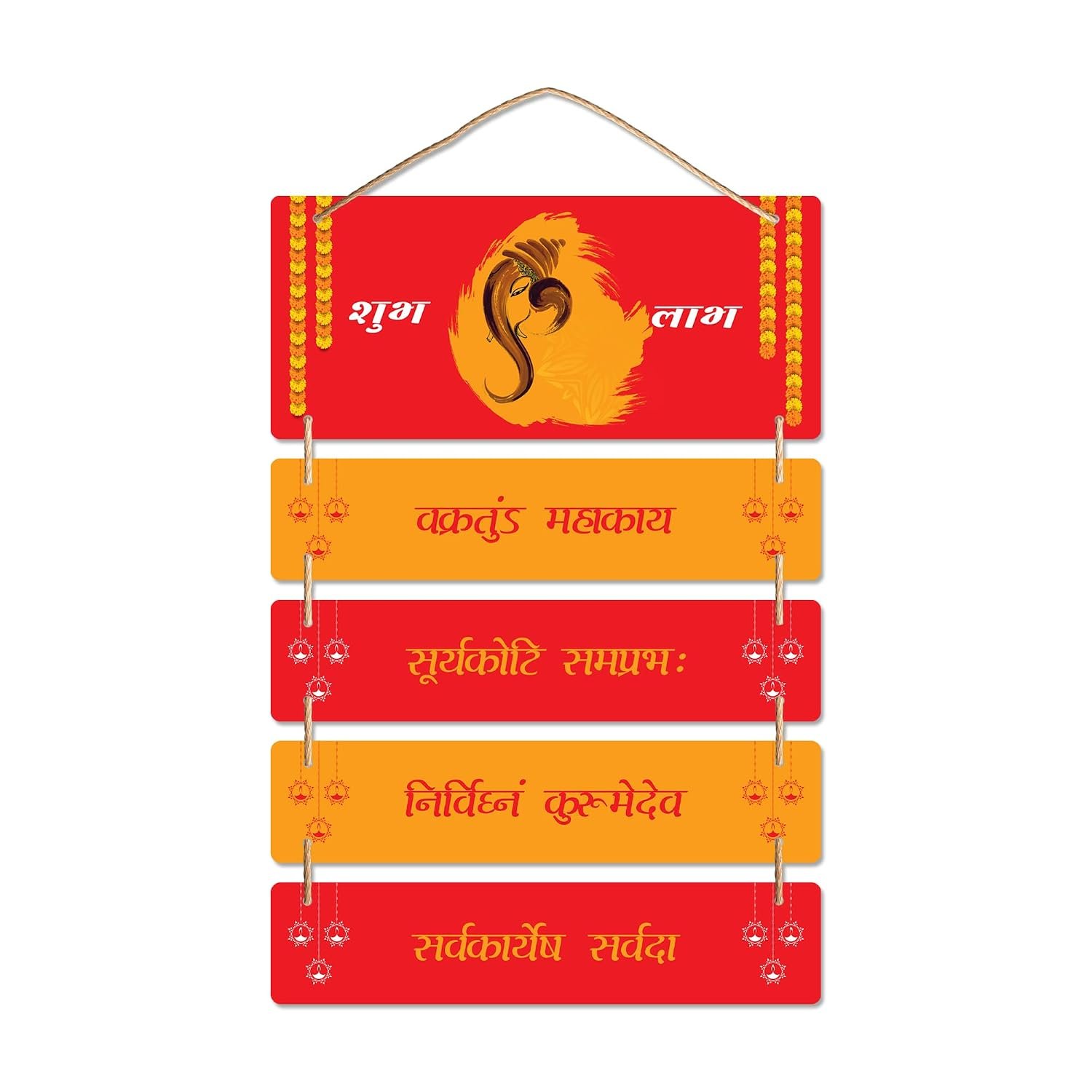 RAG28 Wooden Ganesha Mantra Wall hanging for Wall Decor | Home Decor Items | Size 19X9 Inches
